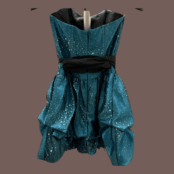 Jessica McClintock Prom Dress | Teal Glitter | Size 3 | Vintage - Picture 2 of 6